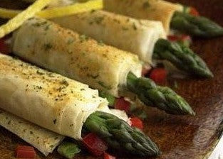 Asparagus and Asiago Cheese Wrapped in Fillo-EventCateringHouston.com